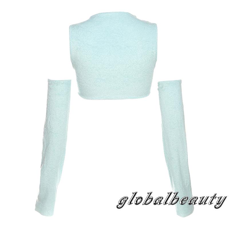 Áo Croptop Sát Nách Cổ Tròn Màu Sắc Đơn Giản Cho Nữ