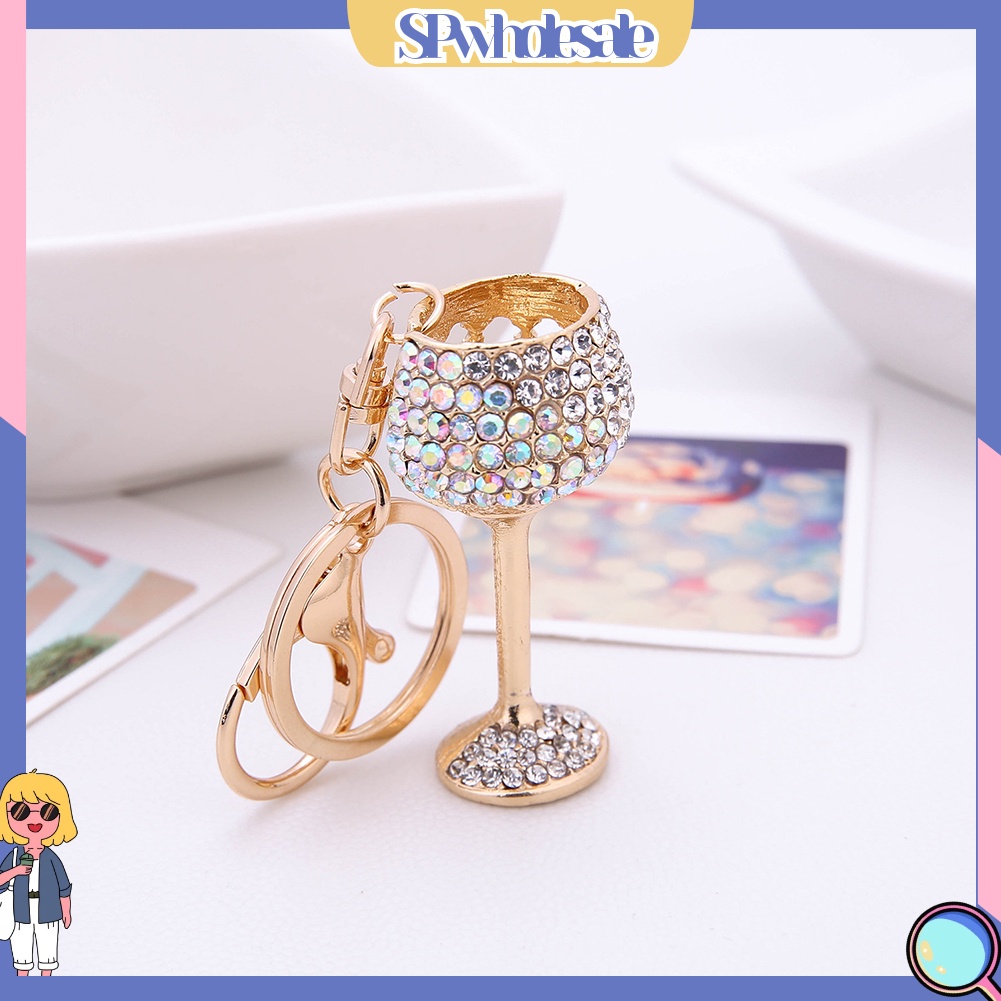 <SPwholesale> Móc Khóa Hình Ly Rượu Đính Đá Thời Trang Phong Cách