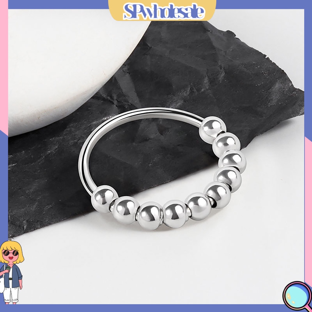 <SPwholesale> Nhẫn Hợp Kim Xoay Tròn Màu Trơn Giảm Căng Thẳng Cá Tính Unisex