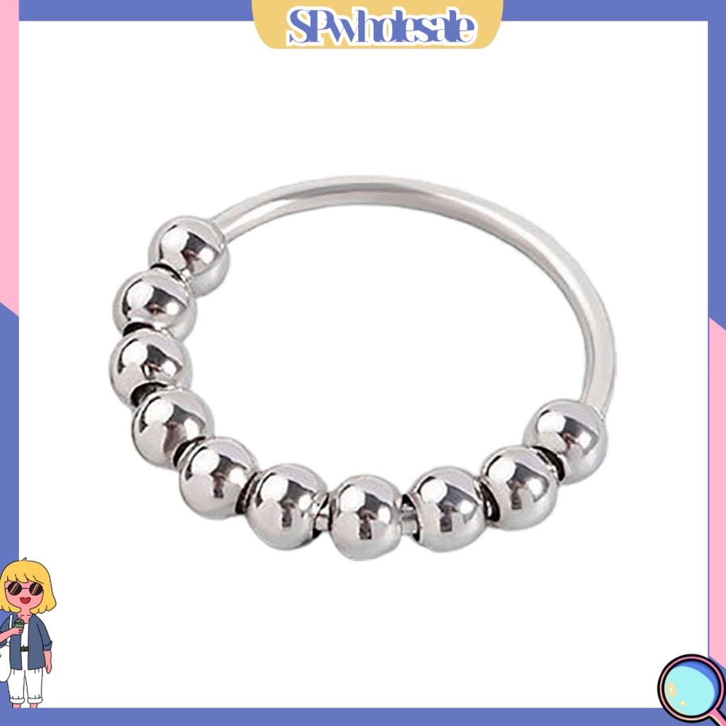 <SPwholesale> Nhẫn Hợp Kim Xoay Tròn Màu Trơn Giảm Căng Thẳng Cá Tính Unisex