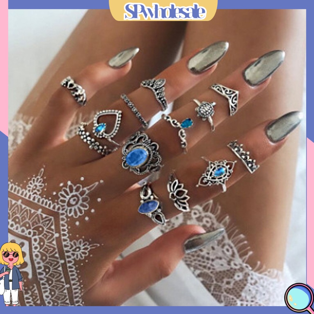 <SPwholesale> Set 11 / 13 / 15 Nhẫn Đeo Khớp Ngón Tay Phong Cách Bohemian