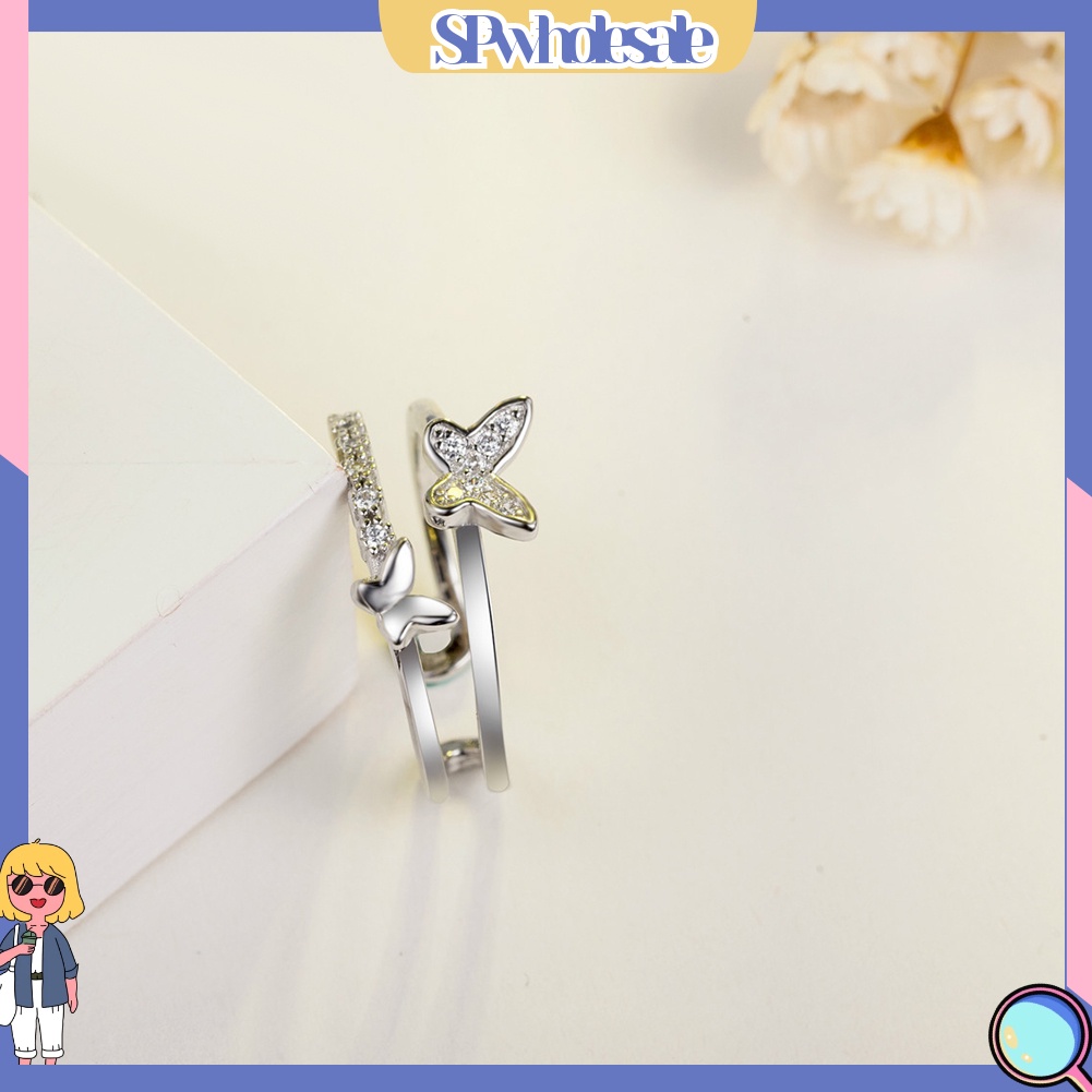 <SPwholesale> Nhẫn Hở Hình Bướm Ngọt Ngào Thời Trang Có Thể Điều Chỉnh Cho Nữ