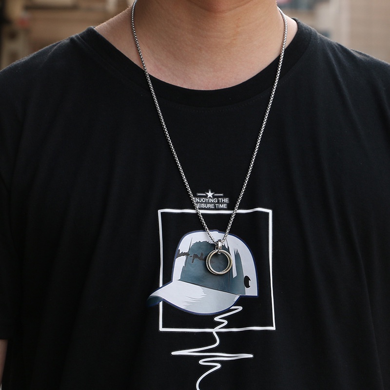 Vòng cổ Hai Lớp Bằng Thép Titan Không Phai Màu Phong Cách Hip hop Cá Tính Cho Nam