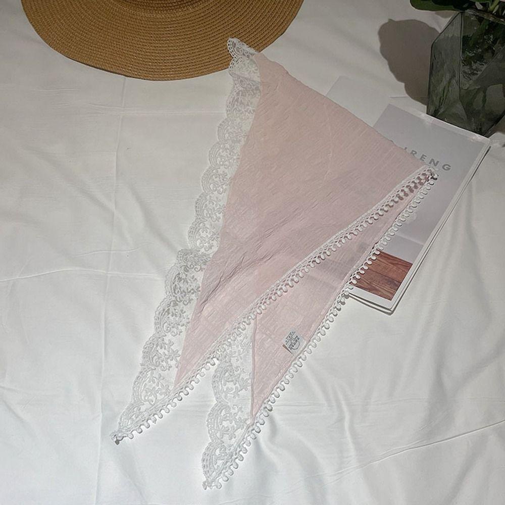 Khăn Choàng Cổ Hình Tam Giác Phối Ren Ruy Băng Dễ Thương Phong Cách Hàn Quốc