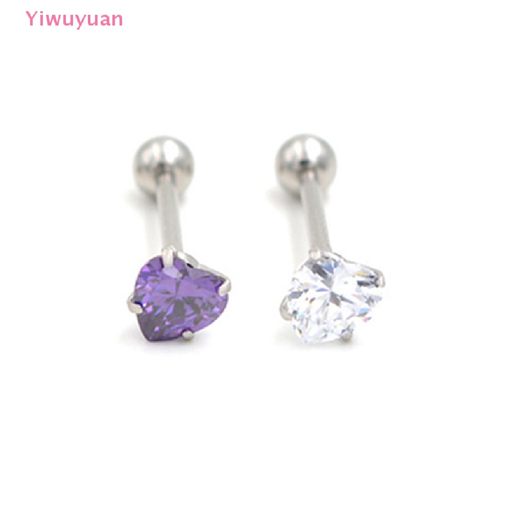 1 Khuyên Tai Trái Tim Đính Đá Zircon 5 / 8mm Thời Trang Mới