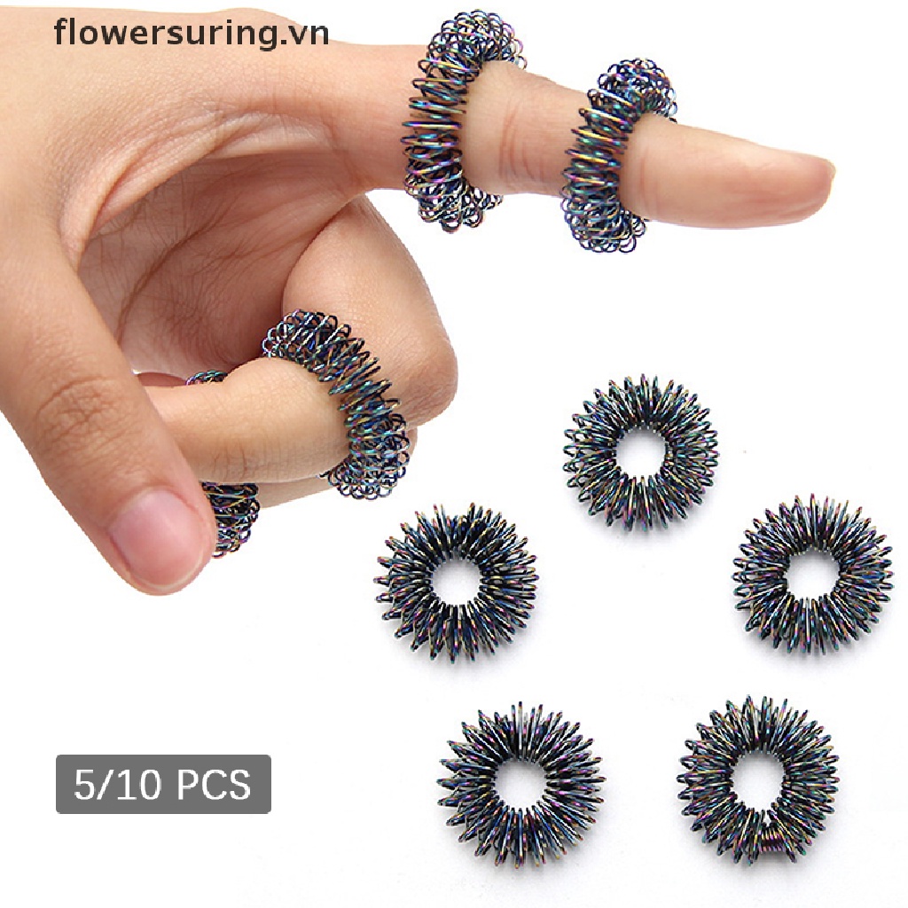 Bộ 5 Nhẫn Mát Xa Ngón Tay Màu Vàng Đen Giúp Thư Giãn