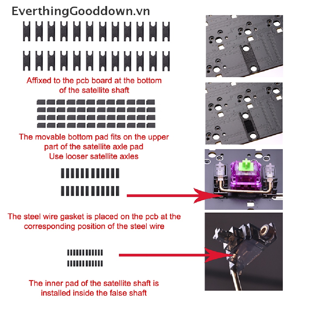1 Cặp Miếng Dán Trục Vệ Tinh Pcb Ổn Định Cho Bàn Phím Máy Tính Pcb