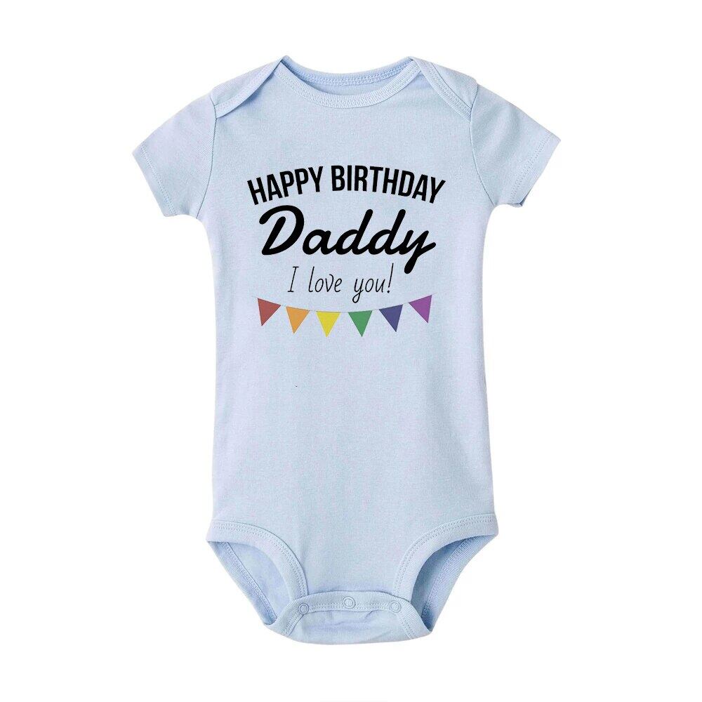 Bộ Áo Liền Quần In Chữ Happy Birthday Daddy Dễ Thương Thời Trang Mùa Hè Cho Bé Sơ Sinh NJ41