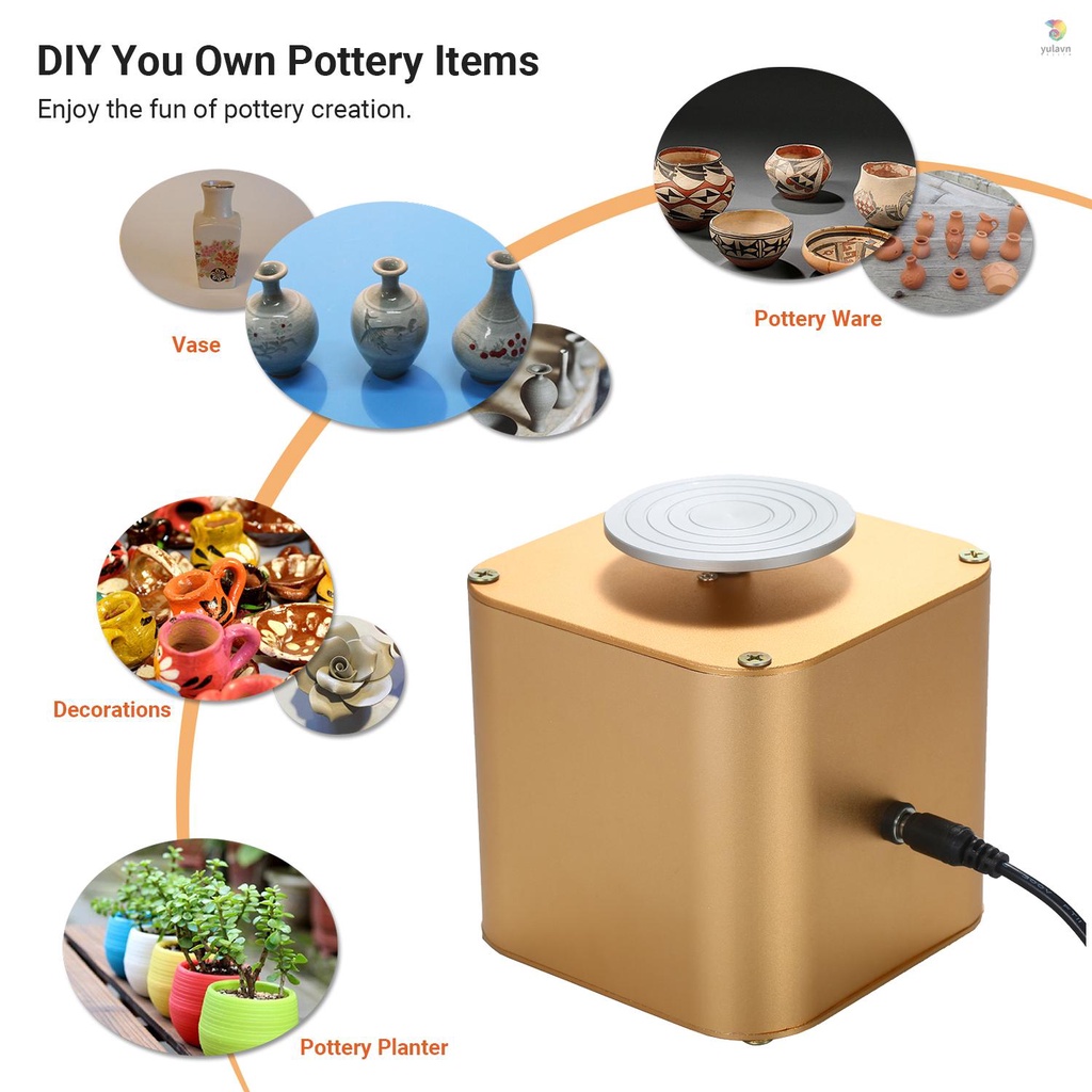 Máy Điêu Khắc Đất Sét Điện Tử 6cm Có Bánh Xe Xoay Tốc Độ Và Đồng Hồ Cho Người Lớn Và Trẻ Em