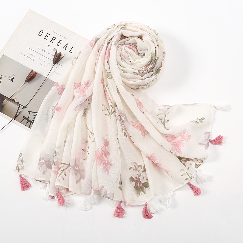 Khăn Choàng Cổ Bali 180-90cm In Họa Tiết Hoa Đơn Giản Dễ Phối Đồ Dành Cho Nữ