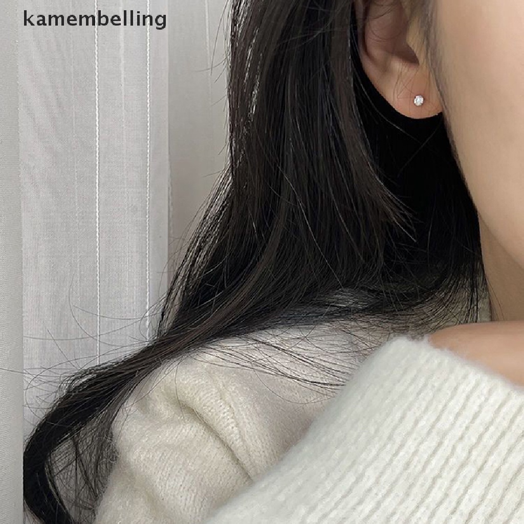 1 Đôi Khuyên Tai Đính Đá 3 / 4 / 5mm Chất Liệu Thép Không Gỉ