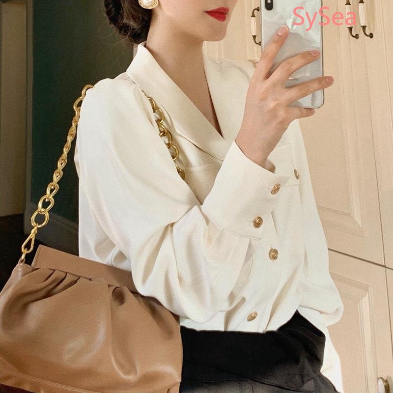 Áo Sơ Mi Cổ Tim Thời Trang Pháp Thanh Lịch Dành Cho Nữ