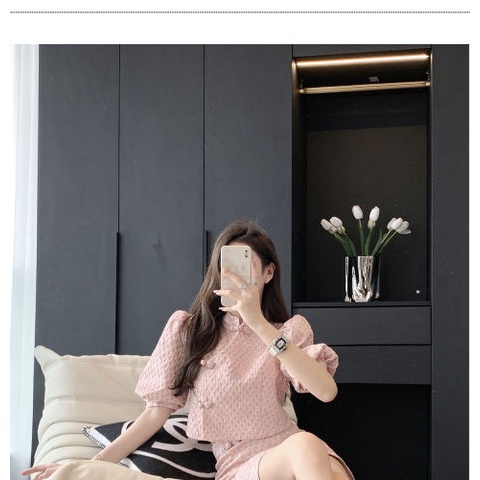 Bộ Áo Váy Sườn Xám Ngắn Màu Hồng Phong Cách Xiaoxiang Thời Trang Mùa Hè Mới 2023