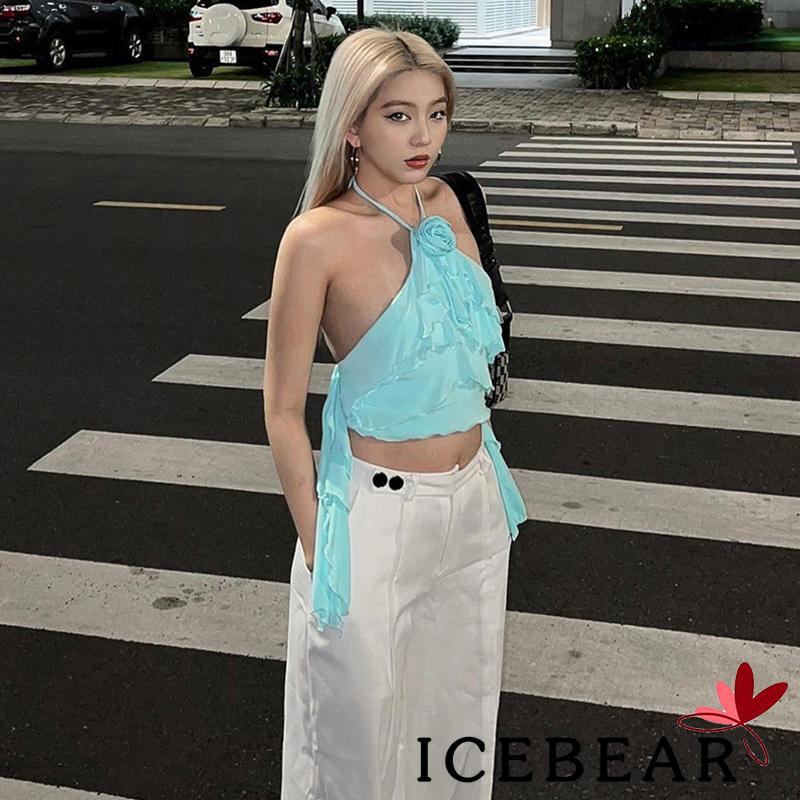 Áo Nữ Không Tay Cổ Yếm Thời Trang Mùa Hè Màu Sắc Đơn Giản