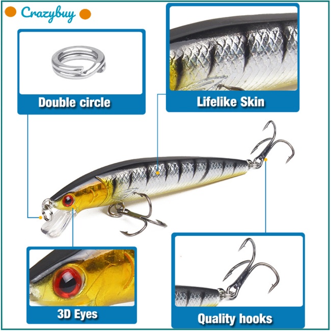 Cr Mồi Câu Cá Giả 10 Màu 7g / 10cm Bằng Nhựa Cứng