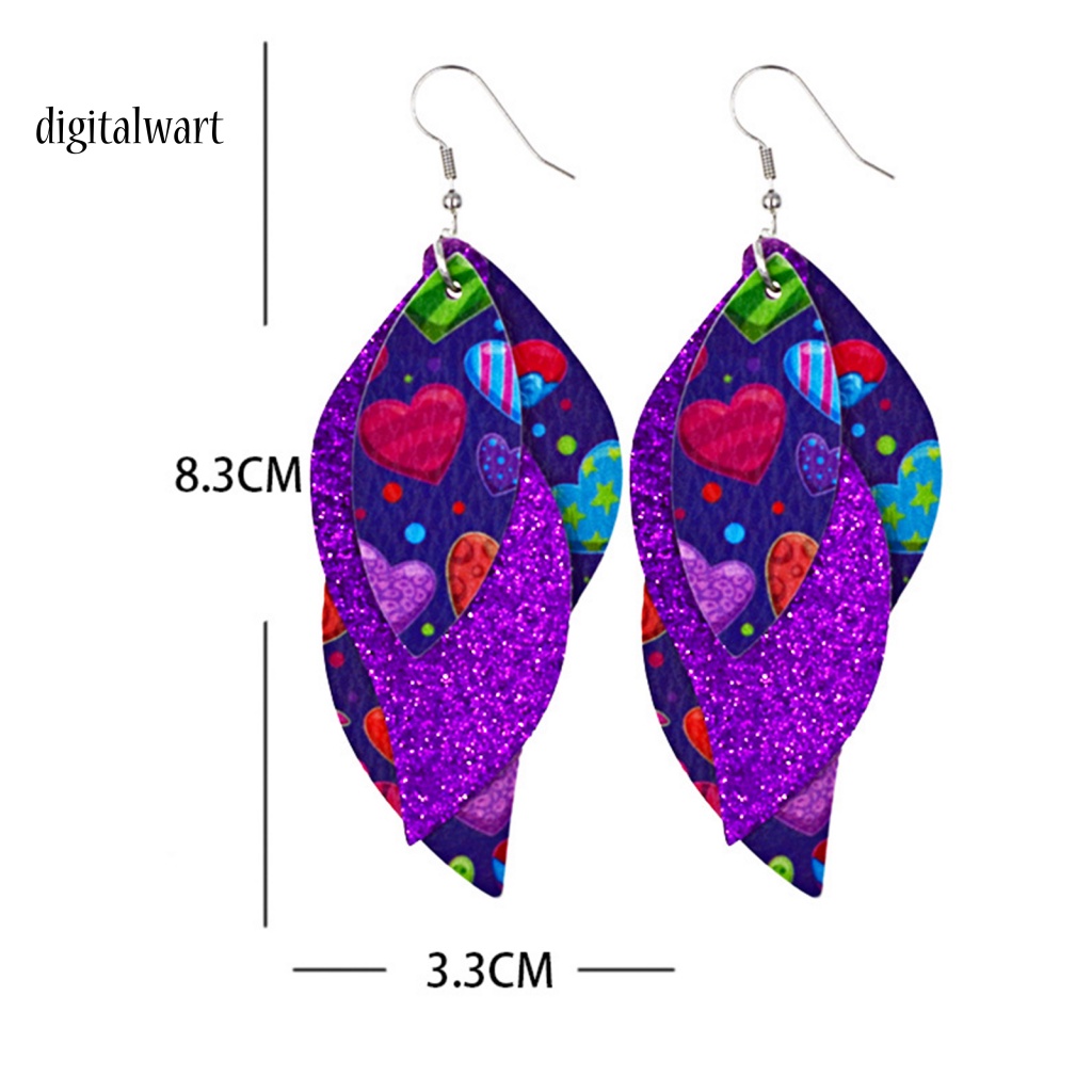 Kỹ Thuật Số| Bông Tai Bằng Da Hình Chữ S Đính Kim Sa Lấp Lánh Thời Trang