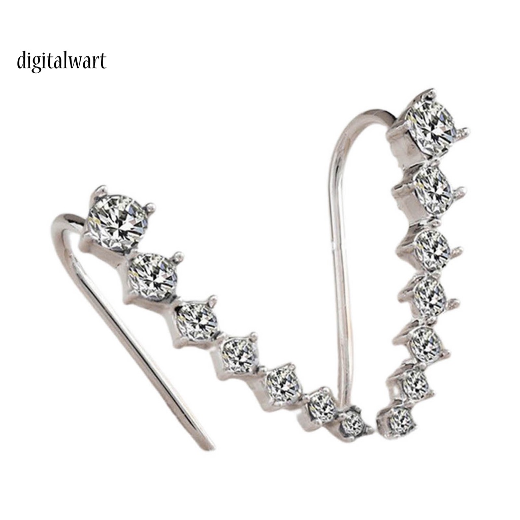 Kỹ Thuật Số| 1 Đôi Bông Tai Chữ C Đính Đá Sáng Bóng Phong Cách Hàn Quốc Dành Cho Nữ