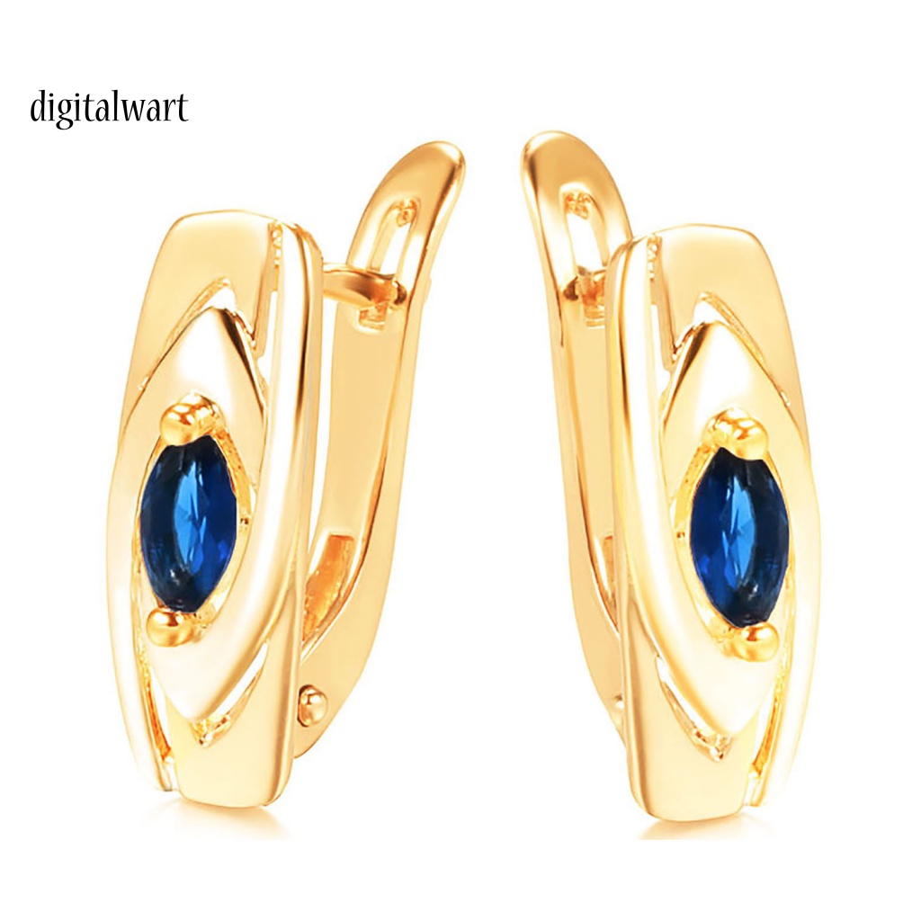 Kỹ Thuật Số| 1 Đôi Bông Tai Tròn Đính Đá Zirconia Màu Xanh Dương Thoải Mái Dễ Mang Trang Sức Thanh Lịch Dành Cho Bạn Nữ