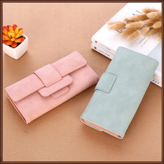 Ví Da Pu Dáng Dài Màu Trơn Đơn Giản Thời Trang Cho Nữ