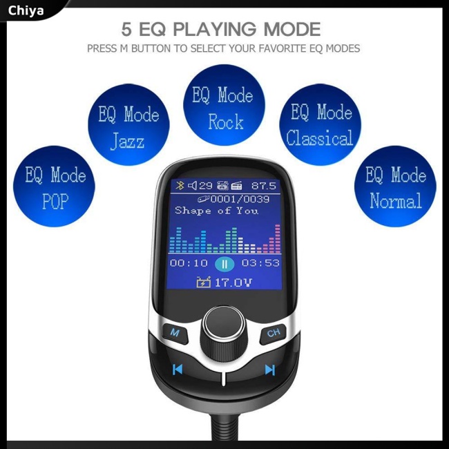 Máy Nghe Nhạc Mp3 Kết Nối Bluetooth 5.0 Fm Hai Cổng Usb Qc3.0 / Thẻ tf Cho Xe Hơi