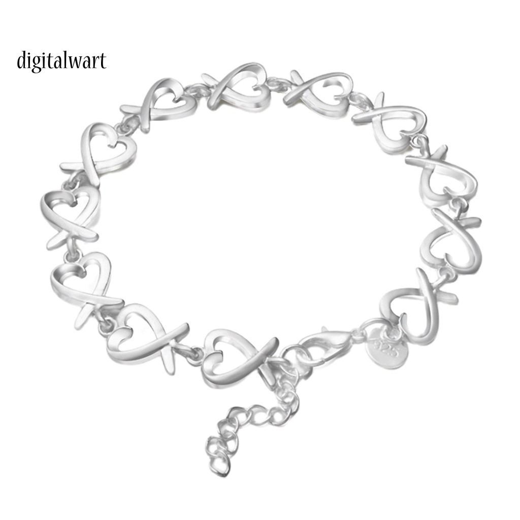 Kỹ Thuật Số| Vòng Đeo Tay Dạng Chuỗi Trái Tim Màu Sắc Bạc Khối Lượng Nhẹ 21cm Dành Cho Nữ