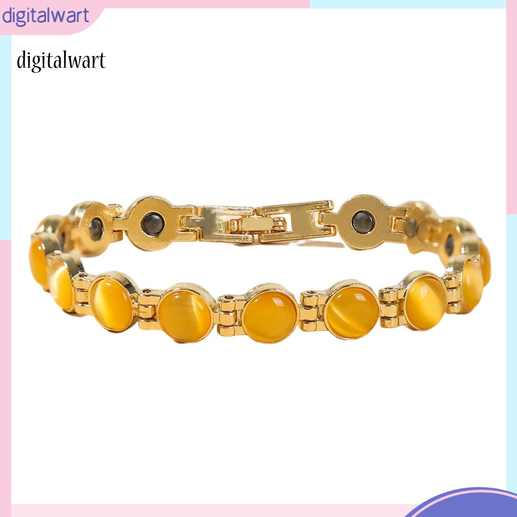 Kỹ Thuật Số| Vòng Tay Đá Mắt Mèo Từ Tính Mạ Vàng Giảm Mệt Mỏi Thời Trang