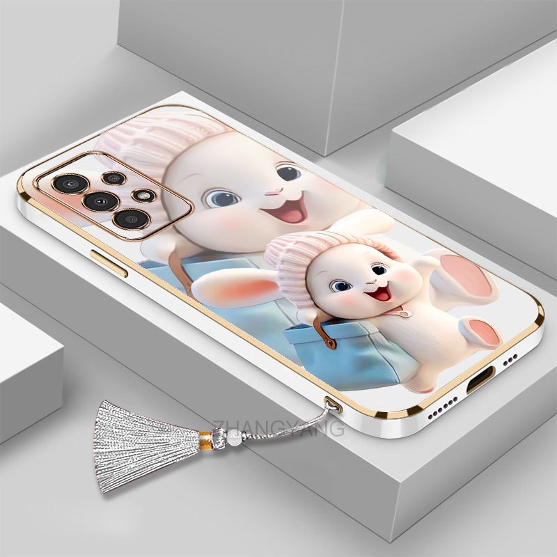 Ốp lưng Samsung a13 a23 Silicon Viền Thẳng Họa Tiết Chú Thỏ Nhiều Màu Dễ Thương Kèm Dây Đeo Cho Samsung a13 a23