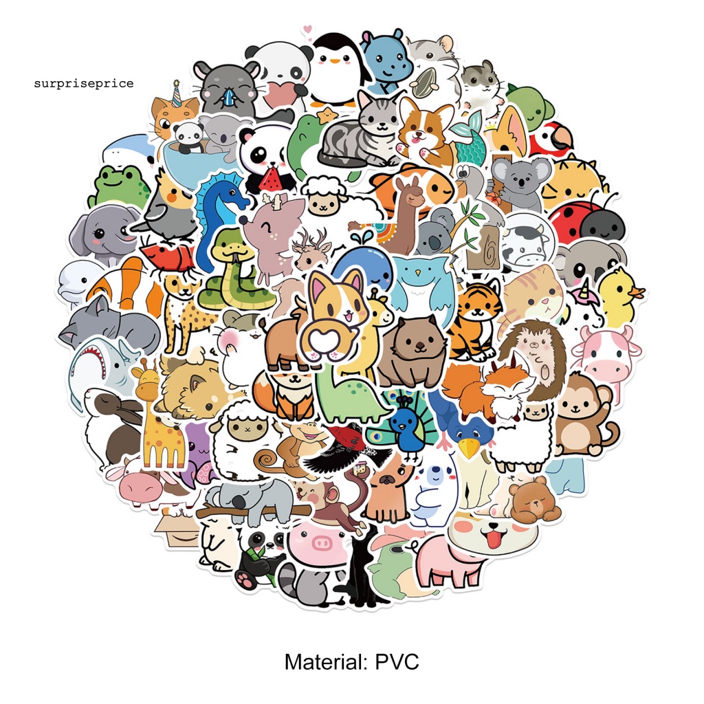 Bộ 100 Sticker Họa Tiết Động Vật Hoạt Hình Dễ Thương Bằng PVC Trang Trí Điện Thoại