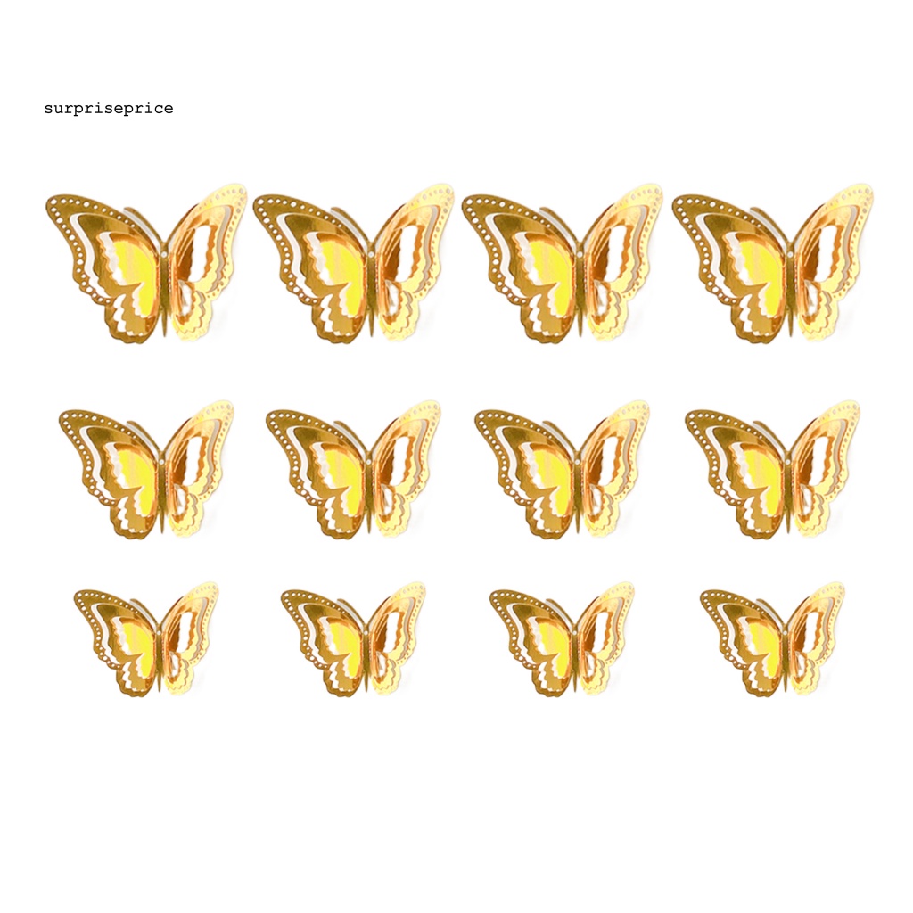 Set 12 Sticker Dán Tường Họa Tiết Bướm 3D Trong Suốt Trang Trí Nhà Ở