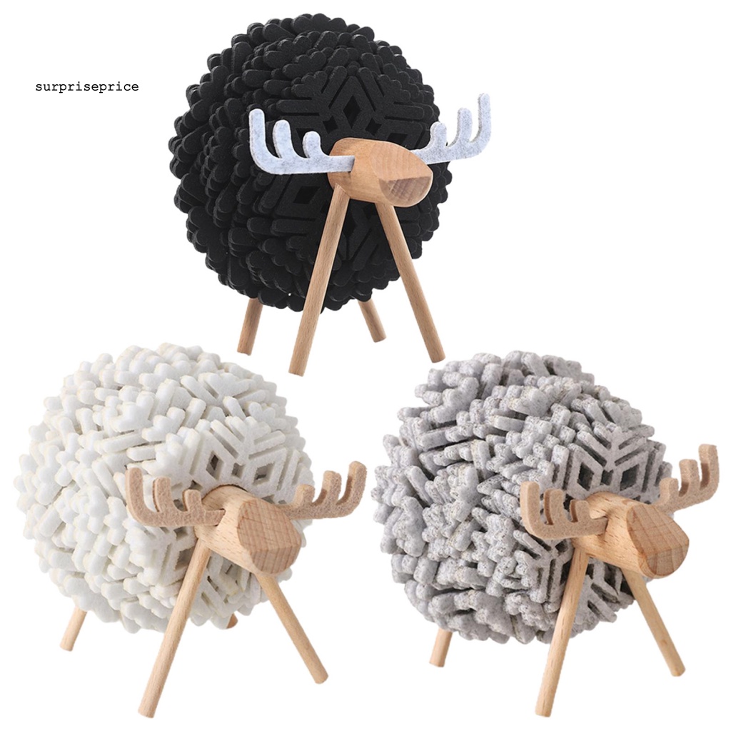 Bộ 12 Đế Lót Ly Dày Cách Nhiệt Hình Tuần Lộc Có Giá Đỡ