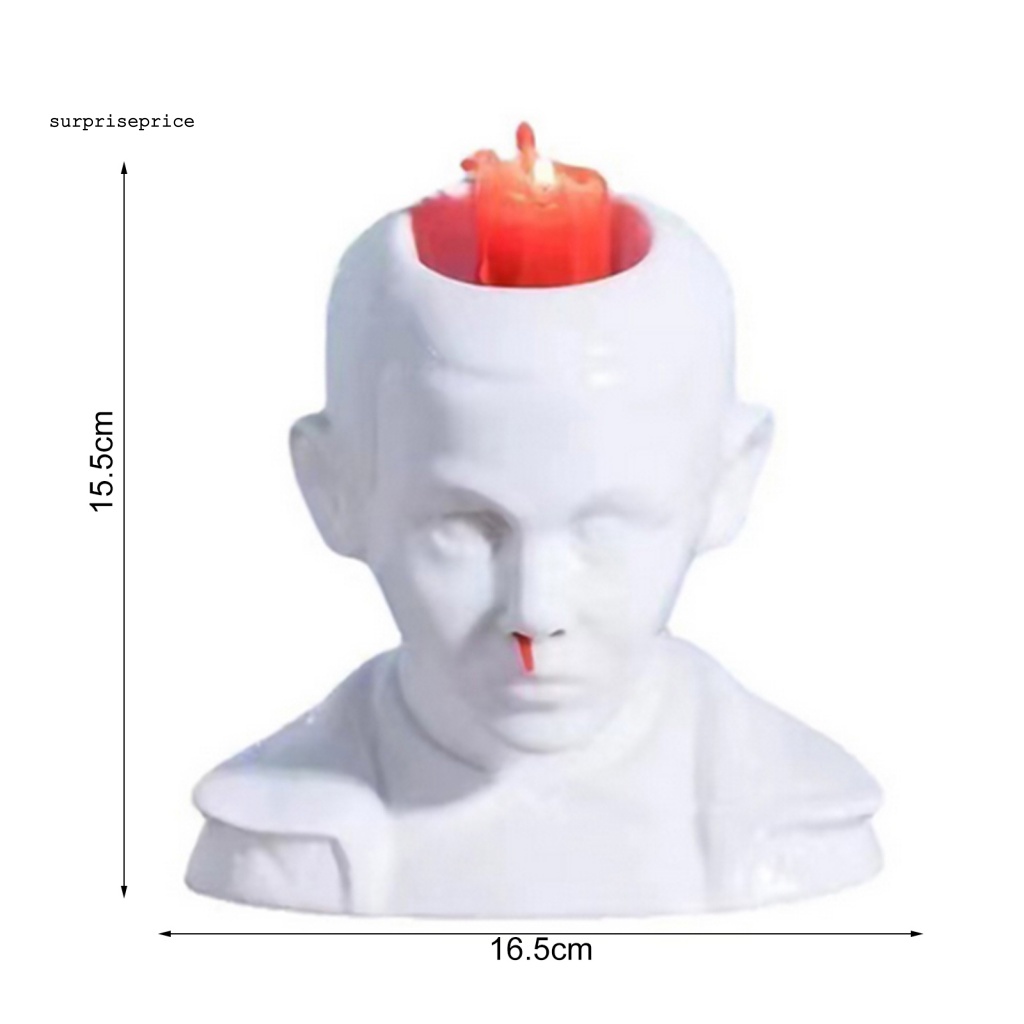 Giá Đỡ Nến Hình Đầu Người Màu Trắng Phong Cách Vintage Trang Trí Halloween