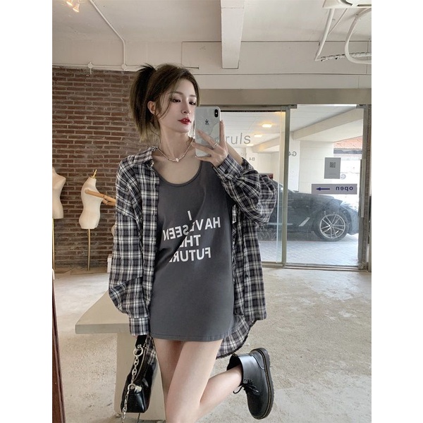 Áo Sơ Mi Dài Tay Họa Tiết Ca Rô Thời Trang Dành Cho Nữ