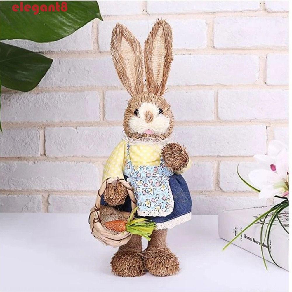 Tượng Thỏ May Mắn Bằng Rơm Màu Sắc Tươi Sáng Trang Trí Nhà Cửa