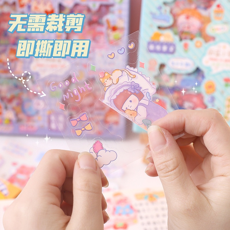 Bộ Sticker Hoạt Hình Dễ Thương Dán Trang Trí Sổ Tay Chống Nước