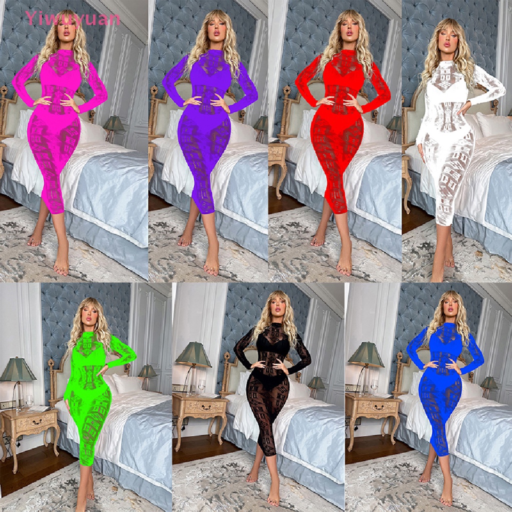 < Yiwuyuan > Bodysuit Lưới Xuyên Thấu Gợi Cảm Mới Cho Nữ