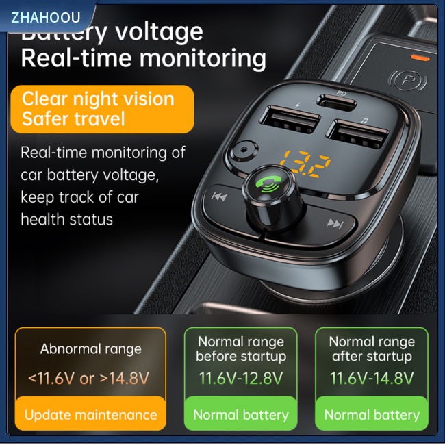 ☃Phụ Kiện Trang Trí Nhà Cửa Độc Đáo Sáng Tạo☃ Máy Mp3 Kết Nối Bluetooth 5.1 Ổ Đĩa U / Thẻ tf Pd24w 2.4a Sạc Nhanh Cho Xe Hơi