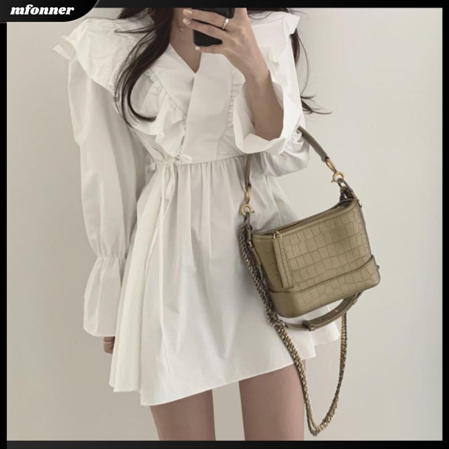 Đầm Tay Ngắn Cổ Chữ V Màu Sắc Thời Trang Cho Nữ