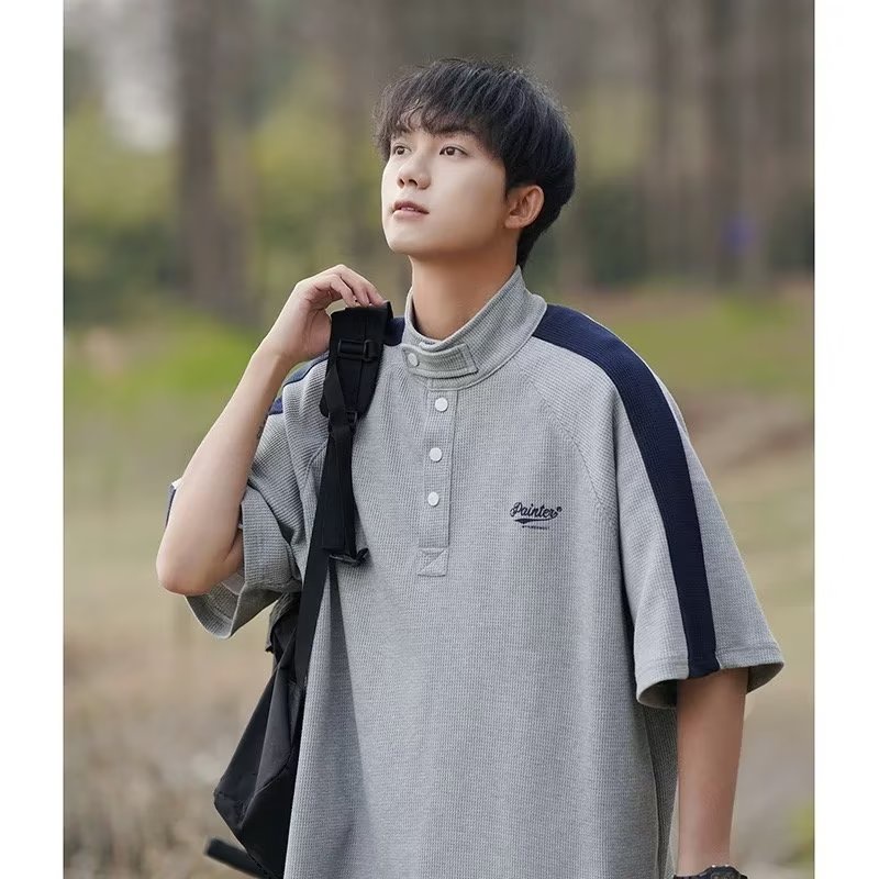 Áo polo Tay Ngắn Dáng Rộng Thời Trang Mùa Hè 2023 Phong Cách Harajuku Nhật Bản Cho Nam