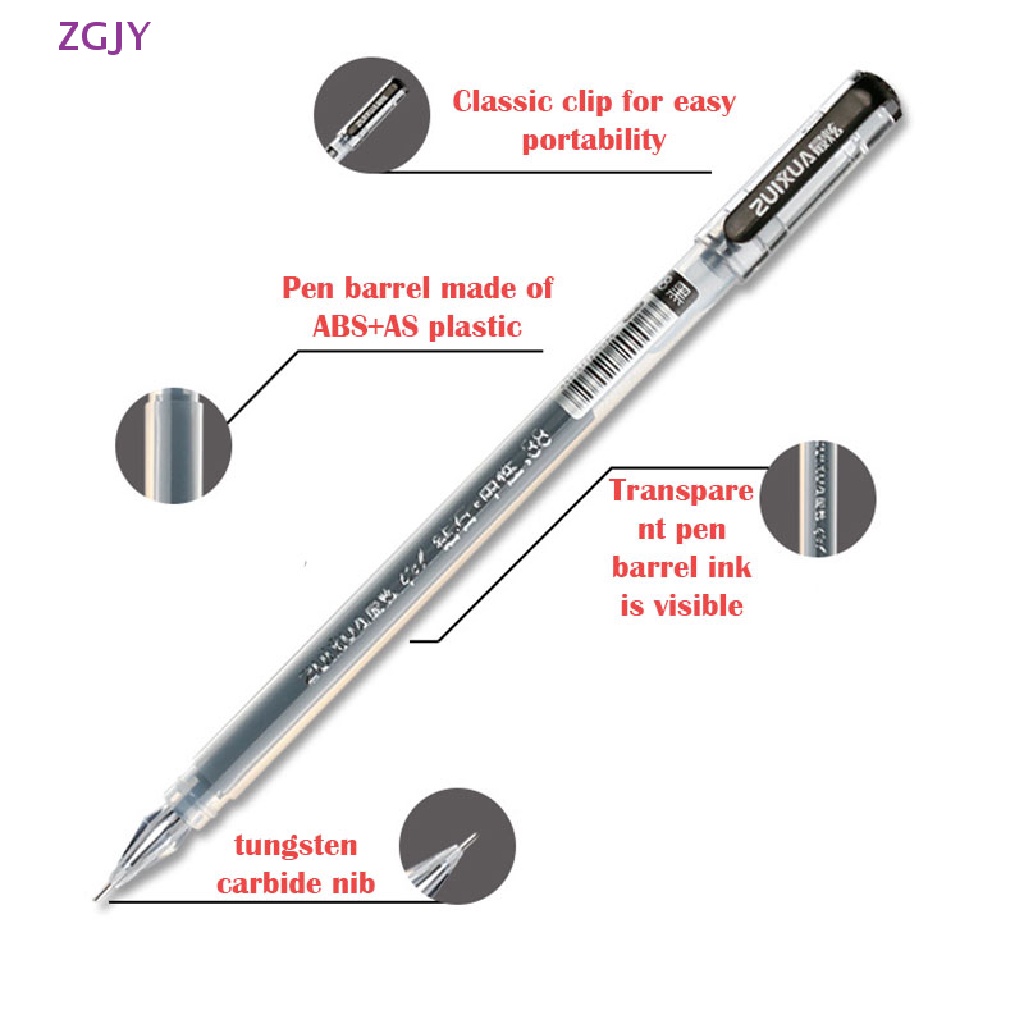 Set 6 Bút Mực Gel Ngòi Kim Cương 0.38mm Màu Đen / Xanh Dương / Đỏ Mới