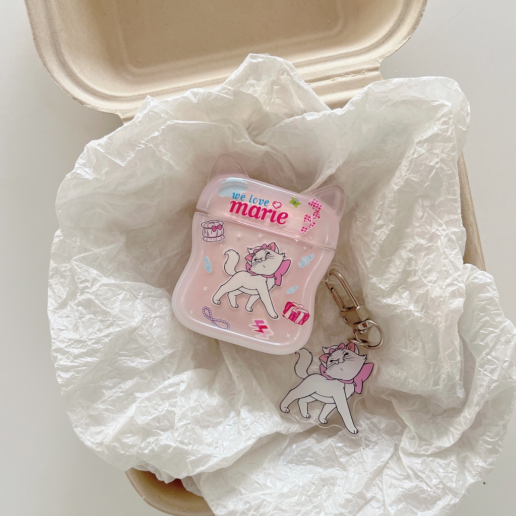 Vỏ Bảo Vệ Hộp Sạc Tai Nghe Bluetooth Airpods 1 / 2 / Pro / 3 Generation Pro2 Hình Tai Mèo Màu Hồng Dễ Thương