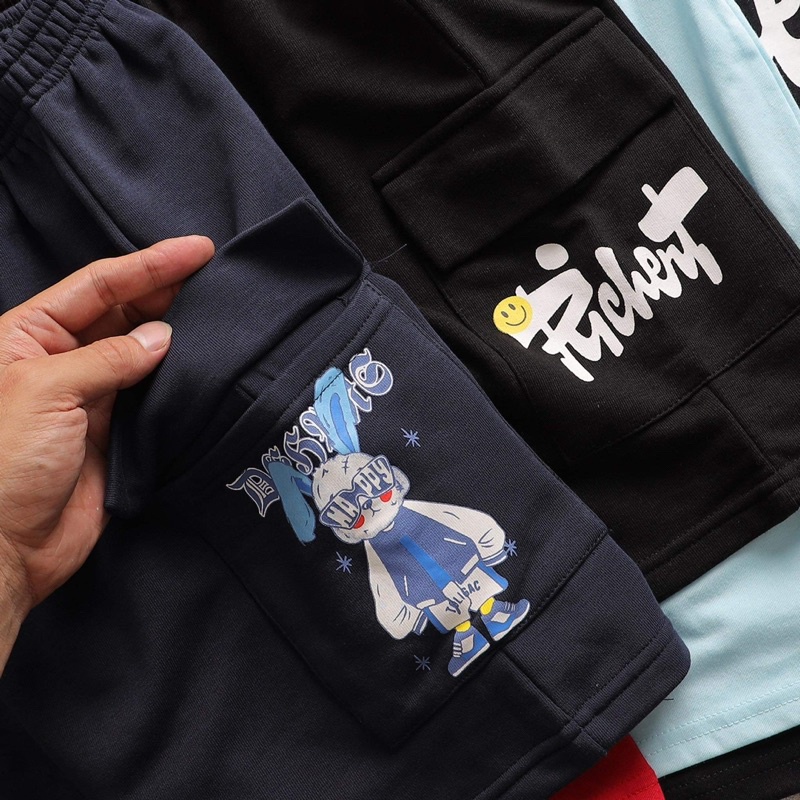 BỘ QUẦN ÁO BÉ TRAI TÚI HỘP SIZE ĐẠI 29-65kg ÁO COTTON QUẦN DA CÁ