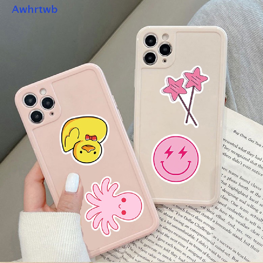 Set 100 Miếng Dán Hành Lý Màu Hồng Vẽ Hoạt Hình Graffiti Cho Nữ Mới