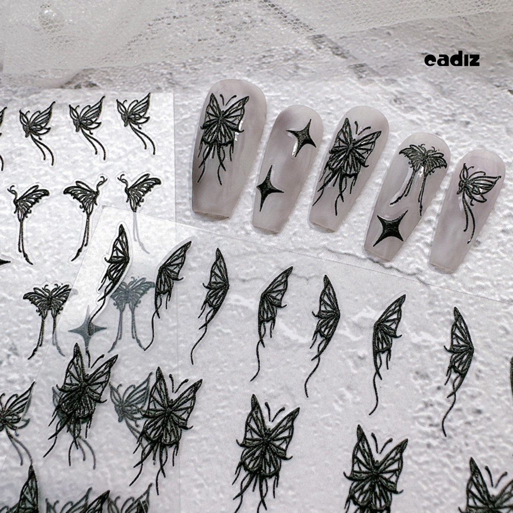 Miếng Dán Trang Trí Móng Tay Hình Bướm Trắng Đen Mini Chống Rơi DIY
