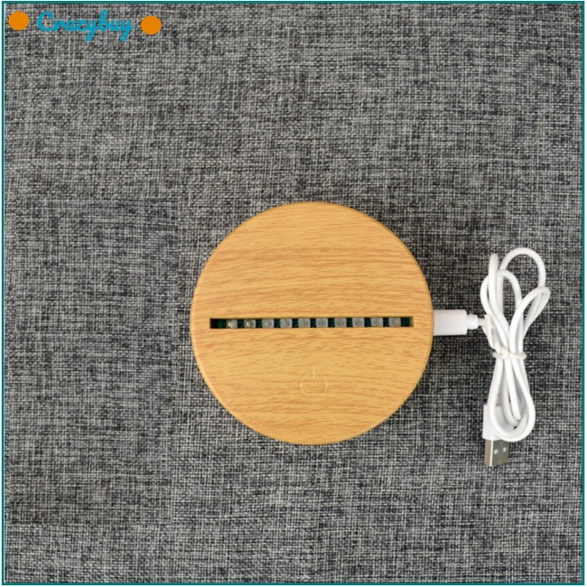 Cr Đế Đèn Led 3d Bằng Gỗ Cổng Usb Cảm Biến Chạm