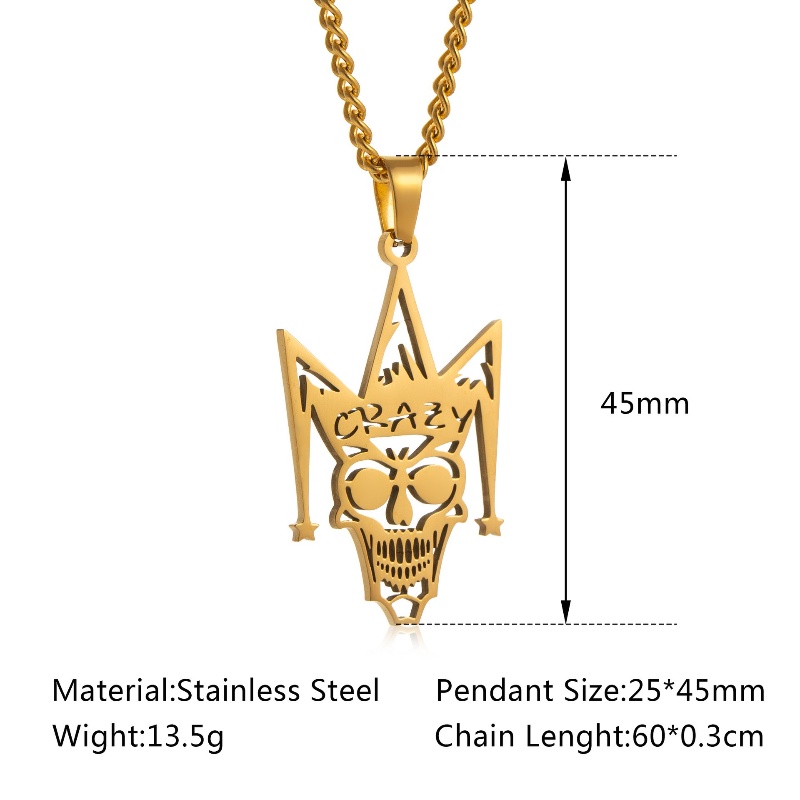 Z Vòng cổ Thép Titan Không Gỉ Mặt Hình Đầu Lâu Phong Cách Punk Hip Hop Thời Trang Cho Nam Và Nữ