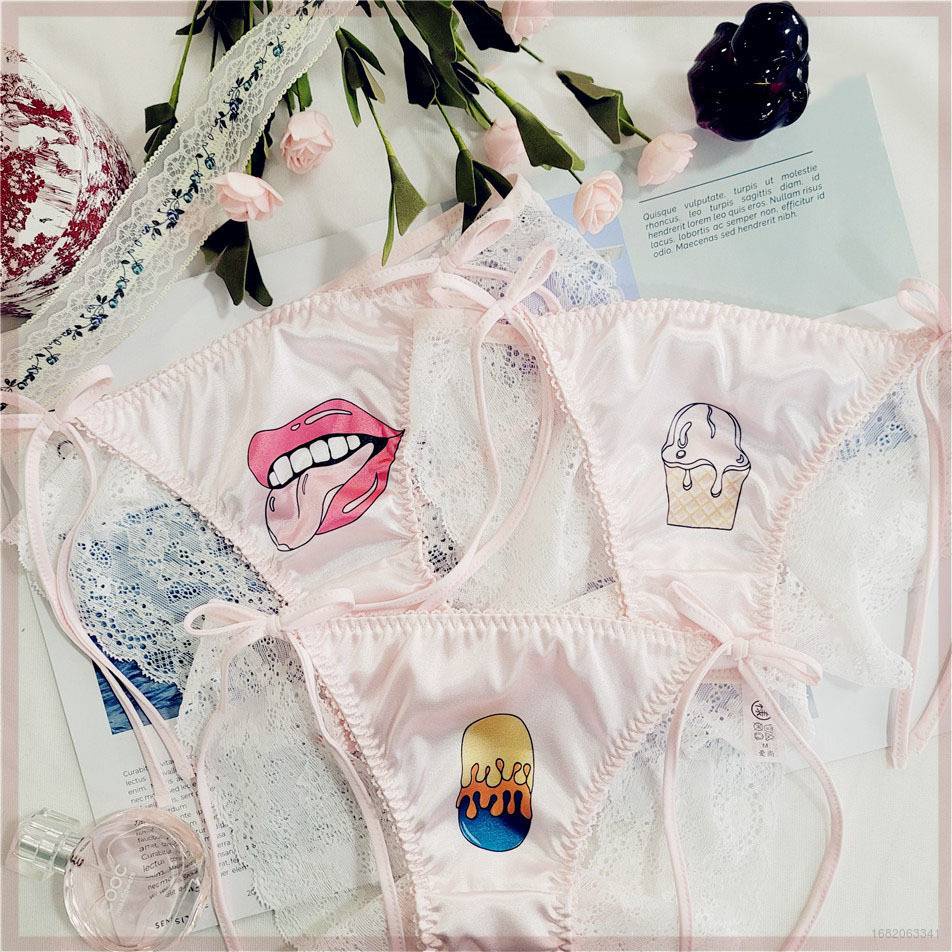 Quần Lót Tam Giác Lưng Thấp Thoáng Khí In Họa Tiết Gợi Cảm Cho Nữ