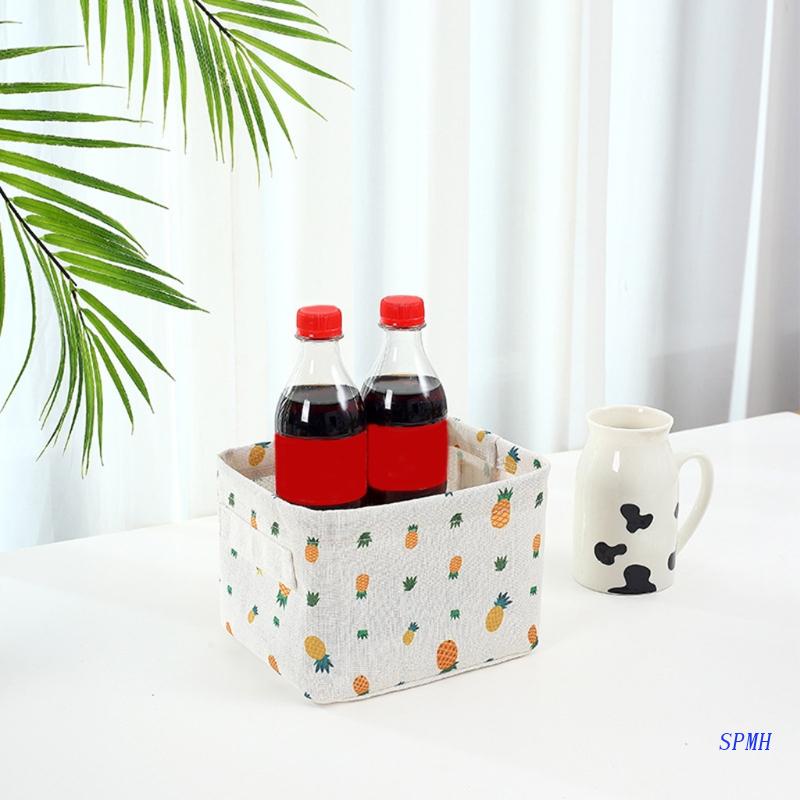 Giỏ Đựng Đồ Bằng Vải Canvas Mini Dễ Thương Có Thể Gập Lại