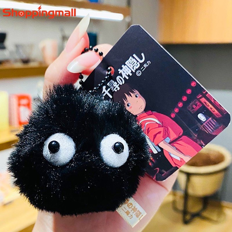 [Marvelous] Móc Khóa Hình Búp Bê Yêu Tinh Nhồi Bông Nhỏ Nhắn Màu Đen Carbon Briquette Hoạt Hình Spirited Away Totoro Miyazaki Hayao Phụ Kiện