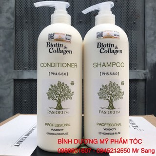 Dầu gội xả kích thích mọc tóc Biotin & Collagen PASIORI New 1000mlx2  (2026)