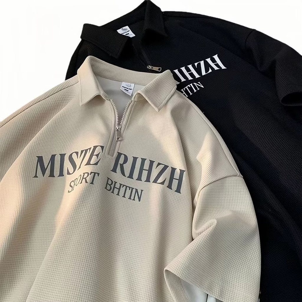 Áo polo Dáng Rộng Tay Ngắn Có Size Lớn M-8XL Phong Cách Thời Trang Hàn Quốc Cho Nam Giới